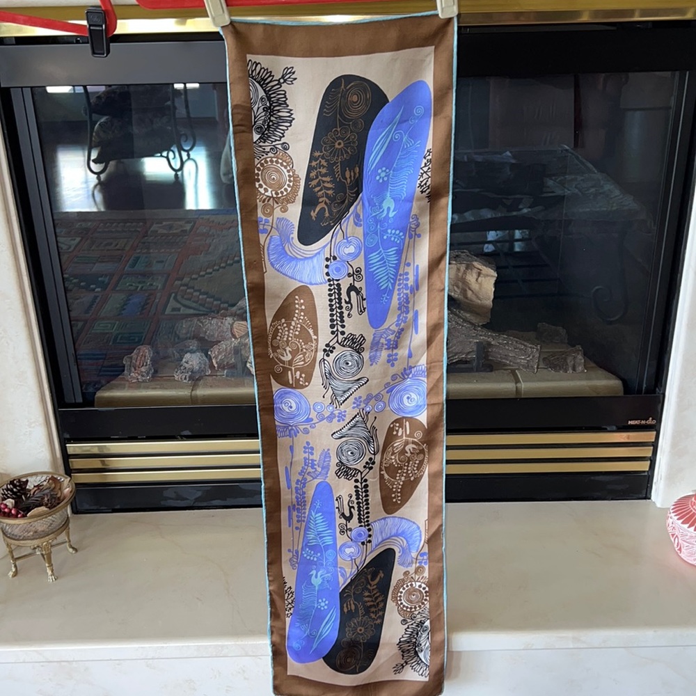 Oblong Sally Gee Silk Scarf Vintage